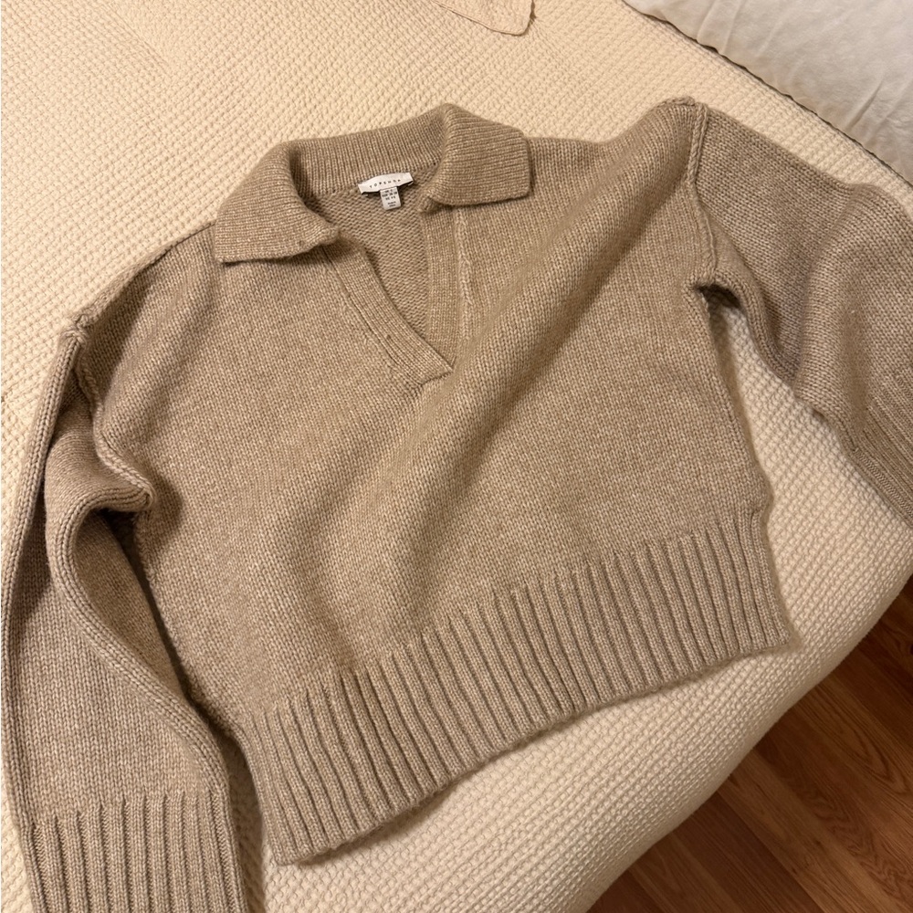 Topshop Tan V-Neck Sweater
